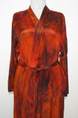Morgenmantel Kreppseide Batik terra M-L