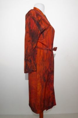 Morgenmantel Kreppseide Batik terra M-L