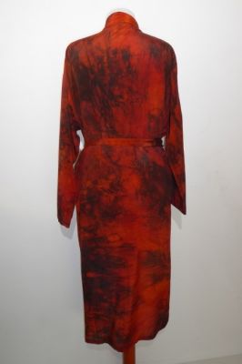 Morgenmantel Kreppseide Batik terra M-L