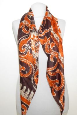 Seidentuch Vintage creme-orange-braun
