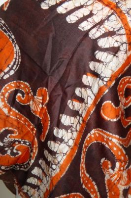 Seidentuch Vintage creme-orange-braun