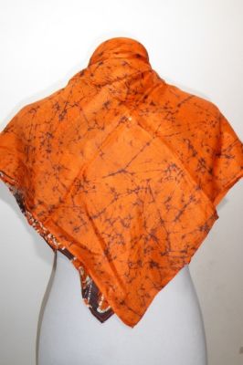 Seidentuch Vintage orange-braun-creme