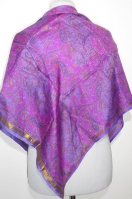 Seidentuch Vintage violett-magenta mit Goldborte