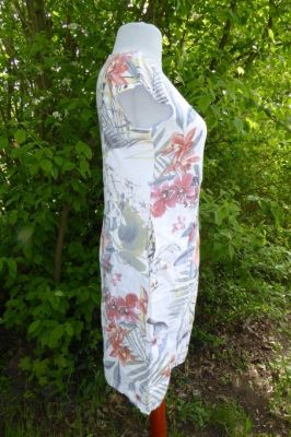 Leinenkleid weiß mit floralen Mustern - 4 Größen