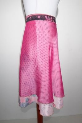 Wickelrock zweilagig knielang - pink