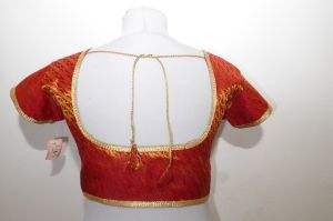 Saribluse 'Choli' dunkelorange / cognac mit Goldborten
