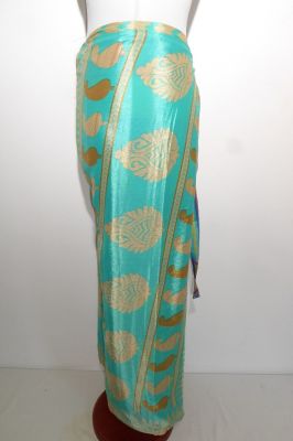 Wende-Wickelhose Rayon blau-hellgelb-türkis-creme
