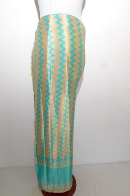 Wende-Wickelhose Rayon blau-hellgelb-türkis-creme