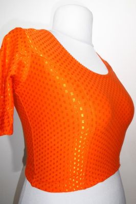 Saribluse Jersey mit Glanzeffekt orange S / M