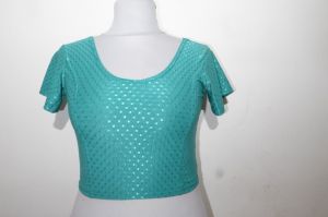 Saribluse Jersey mit Glanzeffekt smaragdgrün XS bis S