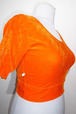 Saribluse 'Choli' aus orangefarbenem Samt