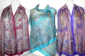 Seidenschals Paisley und Blumen I - 7 Farben