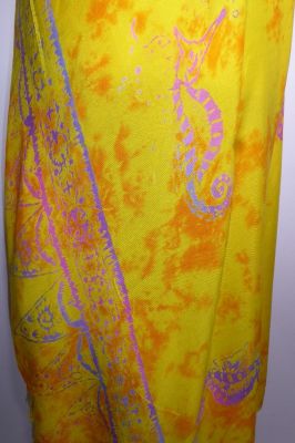 Sarong 'Seepferdchen' Batik gelb, Lungi gelb-orange
