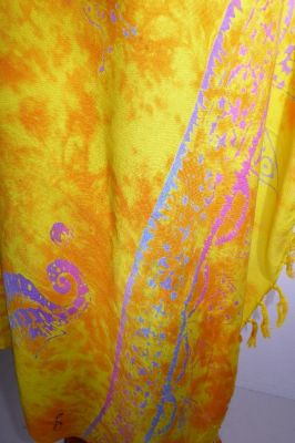Sarong 'Seepferdchen' Batik gelb, Lungi gelb-orange