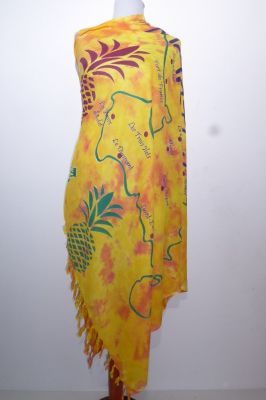 Sarong Viskose gelb mit Ananas-Print