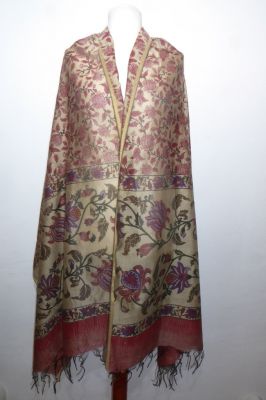 Dupatta mit ausdrucksvollem Print beige-weinrot