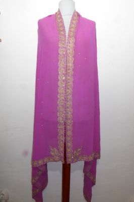 Dupatta Rayon erikaviolett mit Goldbrokat