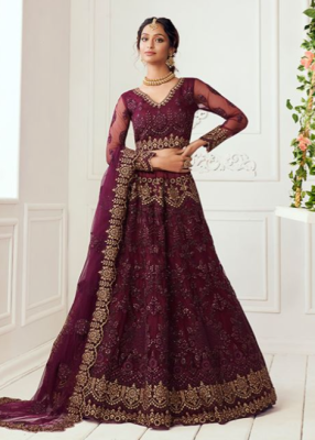 Lengha Choli Stoffset 3-teilig beere