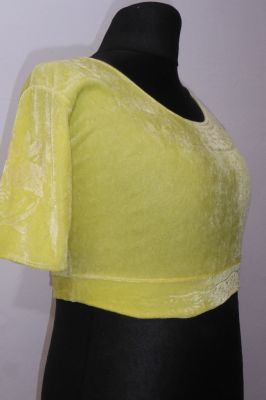 Saribluse 'Choli' aus zitronengelbem Samt