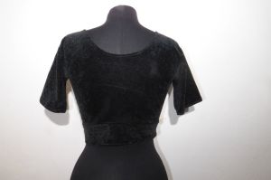 Saribluse 'Choli' aus schwarzem Samt XS