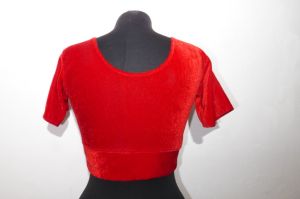 Saribluse 'Choli' aus rotem Samt XS