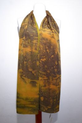Schal Crepeseide handgefärbt ocker-olivegrün - B-Ware