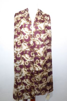Seidenschal XL rotbraun-creme mit floralen Mustern