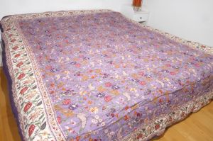 Quilt Blockprint zweiseitig violett-weiß