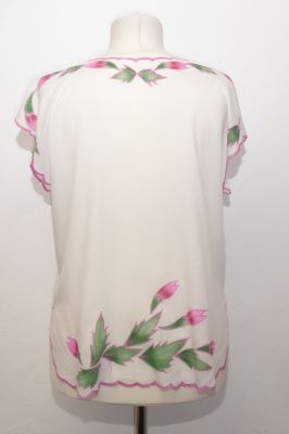 Sommertop mit Blumenstickerei - weiß