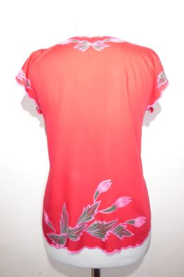 Sommertop mit Blumenstickerei - rot