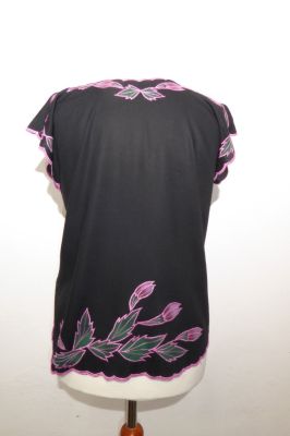 Sommertop mit Blumenstickerei - schwarz