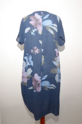 Sommerkleid navyblue mit großen Blüten