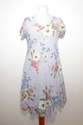 Baumwollkleid Lalitia graublau, Sommerkleid graublau