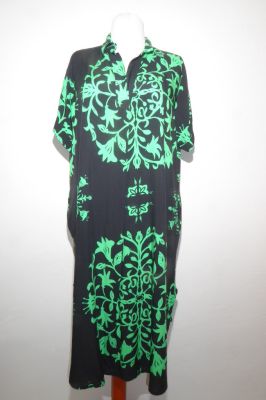 Kaftankleid schwarz-grün aus reiner Viskose