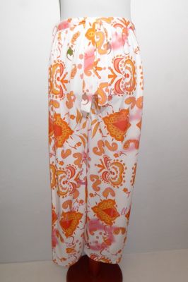Hose aus reiner Viskose weiß-orange
