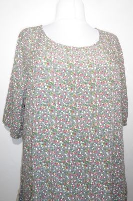 Sommerkleid Viskose grau mit Blumenprint XXL