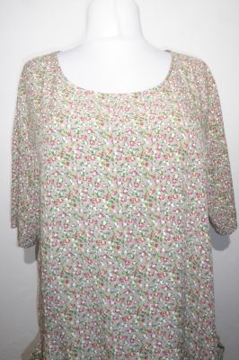 Sommerkleid Viskose hellgrau mit Blumenprint XXL