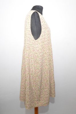 Ärmelloses Sommerkleid Viskose hellbeige mit Blumenprint XXL