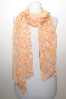 Seidenschal XL apricot-rosé mit zarten Blumenmustern