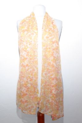 Seidenschal XL apricot-rosé mit zarten Blumenmustern
