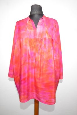 Seiden-Tunika Melanie pink-orange, Tunika aus reiner Kreppseide XL bis XXXL