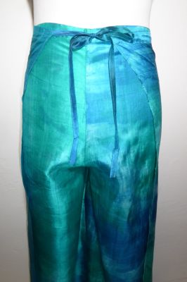Wickelhose aus reiner Seide - blau-türkis - zwei Größen