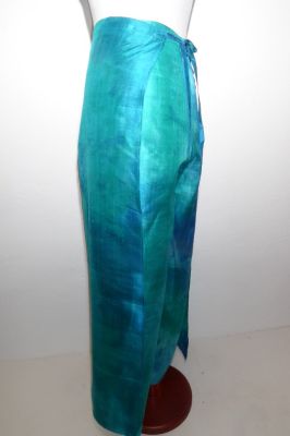 Wickelhose aus reiner Seide - blau-türkis - zwei Größen