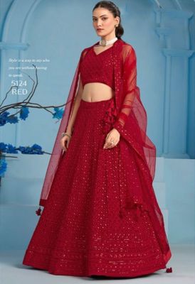Lengha Choli 'Sujani' Stoffset 3-teilig indisch rot