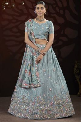 Lengha Choli 'Sawariya' Stoffset 3-teilig hellblau
