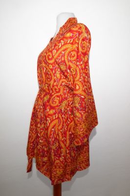 Kurzer Morgenmantel rot-hellorange