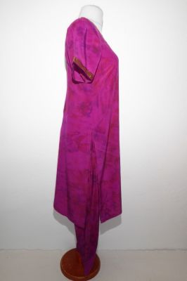 Salwar Kameez 2-teilig Kreppseide magenta mit Goldbrokat, Upcycling Seidenpunjabi magenta mit Goldbrokat