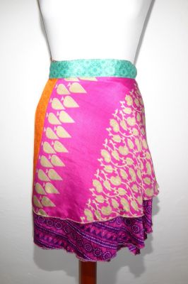 Wendewickelrock Upcycling zweilagig - beidseitig tragbar - magenta-fuchsia