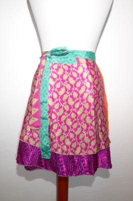 Wendewickelrock Upcycling zweilagig - beidseitig tragbar - magenta-fuchsia
