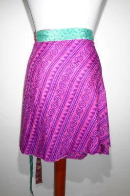 Wendewickelrock Upcycling zweilagig - beidseitig tragbar - magenta-fuchsia